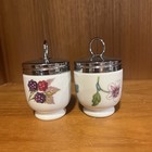 Royal Worcester Porcelain Egg Coddlers Peach And Purple Flower Made In England