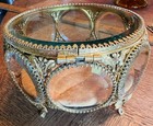 Vtg Stylebuilt Ormolu Filigree 8 Panel Beveled Glass Jewelry Casket Box 6   x3 5    