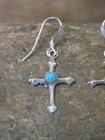 Navajo Indian Turquoise   Sterling Silver Cast Cross Dangle Earrings - Bitsie