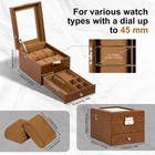 6 Slots Watch Box Pu Leather Watch Case Glass Lid Jewelry Storage Display Case