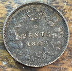1883-h Canada 5 Cents Super Original Borderline Xf Km-2 Chrc