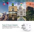 2 Pack Us To India Plug Adapter  Type D Travel Adapter With 3 Outlets 3 Usb    