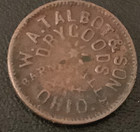 1863 Barnsville Ohio Civil War Token W A Talbot   Son Dry Goods No Stars