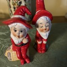 Vintage Ceramic Woodland Elves gnomes Figurines Made In Taiwan   