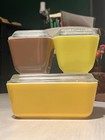 Pyrex Glass Food Storage Container Set Rectangle Yellow Brown W  Lids