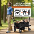 Wagon Stroller Push Pull Quad Collapsible For 2 Kids W  Canopy Black
