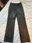 Vtg 80s Black Lambskin Leather Dress Pants By Revue Size 2 Straight Leg Classic