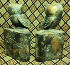 Vintage Art Deco Cast Iron Antique Brass Finish Perched Owl Bookends
