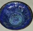 Vintage Enamel On Copper Bowl Blue Green Abstract 5 5   