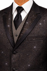 Boys Retro Vintage Claiborne Sparkling Black Tuxedo With Pants Vest Tie Size 10