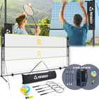 5 1-7 4ft Adjustable Volleyball Badminton Set 17  Portable Sports Net With Poles