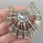 Vintage Eisenberg Ice Brooch Clear Rhinestone Starburst Pin Art Deco Style