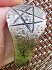 Ancient Roman Solid Silver Military  Ring With Pentagram Evil Protection Charm