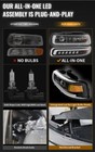 For 99-02 Chevy Silverado 00-06 Tahoe Led Headlights W  Amber Turn Signal