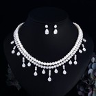 Wedding Bridal  Cz Jewelry Set Zirconia Necklace Earrings Set