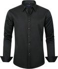Men s Slim Fit Dress Shirts Stretch Cotton Wrinkle-free Button Down For Office