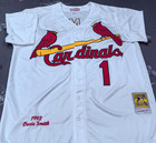 Vintage Ozzie Smith  1 Cardinals Throwback White Sewn Stitched Jersey 