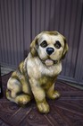 Vintage Italian Chalk Signed Sculpture Statue Of Saint Bernard Dog