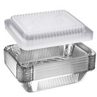 1 Lb Oblong Aluminum Foil Take-out Disposable Pan With Dome Lids To Bake   Serve