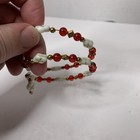 Vintage Threaded Red White Gold Wrap Bracelet Various Size And Shaped Beads 