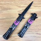 9 kuromi Black Purple Tactical Spring Assisted Open Survival Pocket Milano Knife