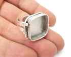 Square Blank Silver Ring Setting Cabochon Mounting Adjustable Base Bezel G26199