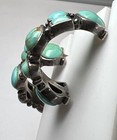 Vintage Sterling Silver 925 Cluster Half Hoop Turquoise Earrings