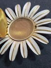 Vintage 1970 Avon White Enamel Daisy Flower Compact Solid Perfume Brooch 
