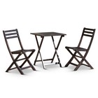 Patio Bistro Set - 3-piece Eucalyptus Square Table   Chairs Outdoor Dining