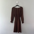 Vintage Jerell Sheer Brown Dress Long Sleeve Blouson