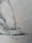 Original Charcoal Figure Study Of Two Nude Male Figures Signed Roger 11 x15 