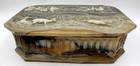 Vintage Incolay Stone Jewelry Trinket Box Hunting Wildlife Ducks Quail Rabbit