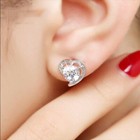 Elegant 925 Sterling Silver Jewelry Retro Earrings Crystal Love Heart Women 1313