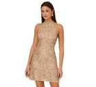 Adrianna Women s Beaded Halter Short Dress - Blush Multi Size 14 Nwt