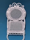 Vintage Dollhouse Doll Miniature Mini White Metal Wicker Chair Furniture