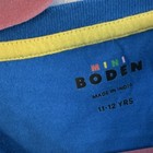 Mini Boden Boys Blue Embroidered Animal Faces Graphic Long Sleeve Tee 11-12y