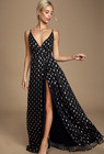 Nwt Lulus Galaxy Lights Black And Gold Polka Dot Sleeveless Maxi Dress