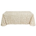 Beige 90 x156  Taffeta Rectangular Tableclothd 3d Leaves Design Party Event
