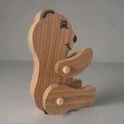 Set Of 2  Vintage Wooden Sitting Teddy Bear Movable Arms Home Dec  4 5 In Height
