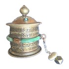 Vintage Tibetan Prayer Wheel With Scroll Scriptures Inside