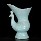 A Pair Chinese Longquan Kiln Porcelain Carved Exquisite Peacock Zun Vases 1375