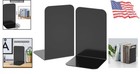 Heavy Metal Bookends 8in Black Sturdy Book Stopper For Shelves And Office