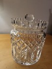 Waterford Lismore Diamond Wedge Cut Crystal Biscuit Barrel   Lid Made In Ireland