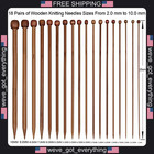 18 Pairs Bamboo Knitting Needles Set For Beginners And Crafting