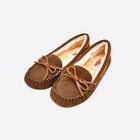 Women s Brown Suede Moccasin Slippers Shoes Faux Fur Lined New Winter Outdoor