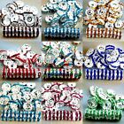 100pcs Czech Crystal Rhinestone Silver Rondelle Spacer Beads 4 5 6 8 10mm