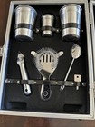 Vintage Mid Century Trav-l-bar Travel Bar Ware Cocktail Set W  Bar Tools Green