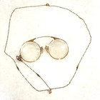 Oxford Pince Nez Eye Glasses Frames Original Case Cloth Filigree Chain