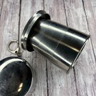 Silver Metal Collapsible Drinking Cup Keychain Pocket Travel Stainless Vintage 