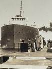 Vintage Old Found Photo 1940 s B w Passenger Ship Dock Crowd Boarding Scene